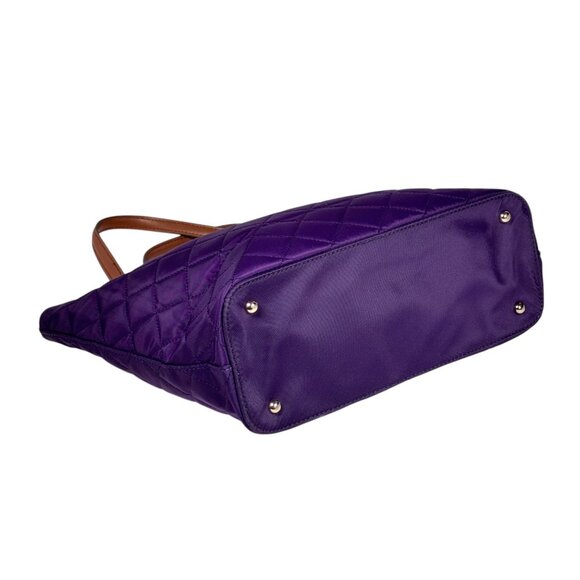 Calvin Klein Quilted Tote Bag Purple Chain Leather Handles Gold Hardware Preppy - Picture 6 of 14